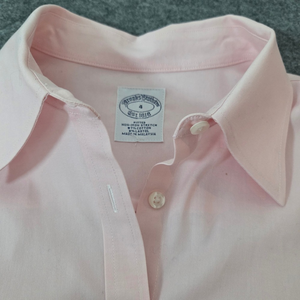 Brooks Brothers Womens 4 Pink Non-Iron Stretch Fitted Dress Shirt Cotton Button - Picture 2 of 4